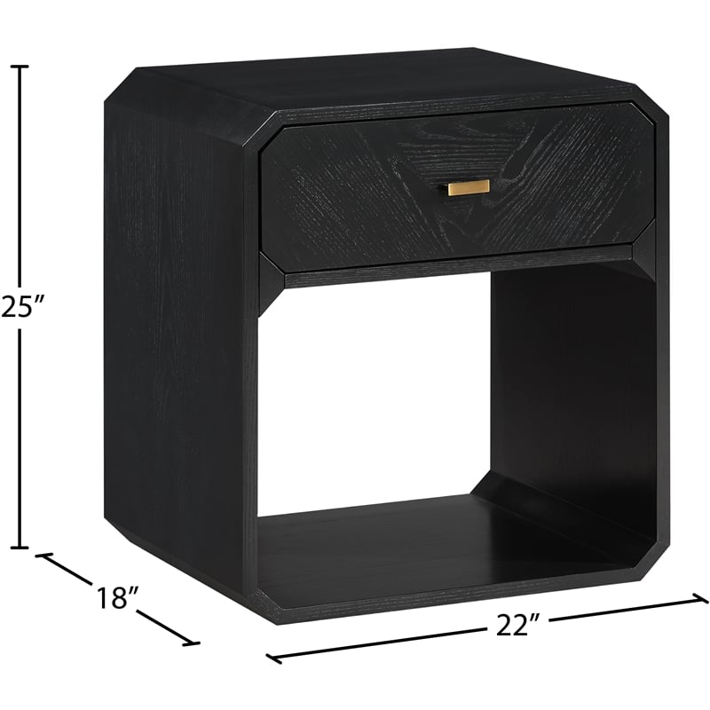 Meridian Furniture Parker Black Ash Veneer Night stand