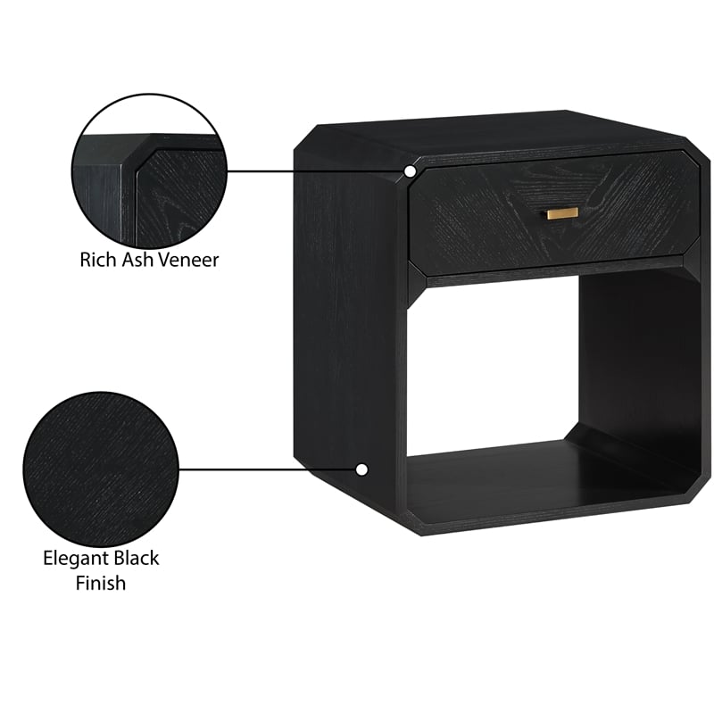 Meridian Furniture Parker Black Ash Veneer Night stand
