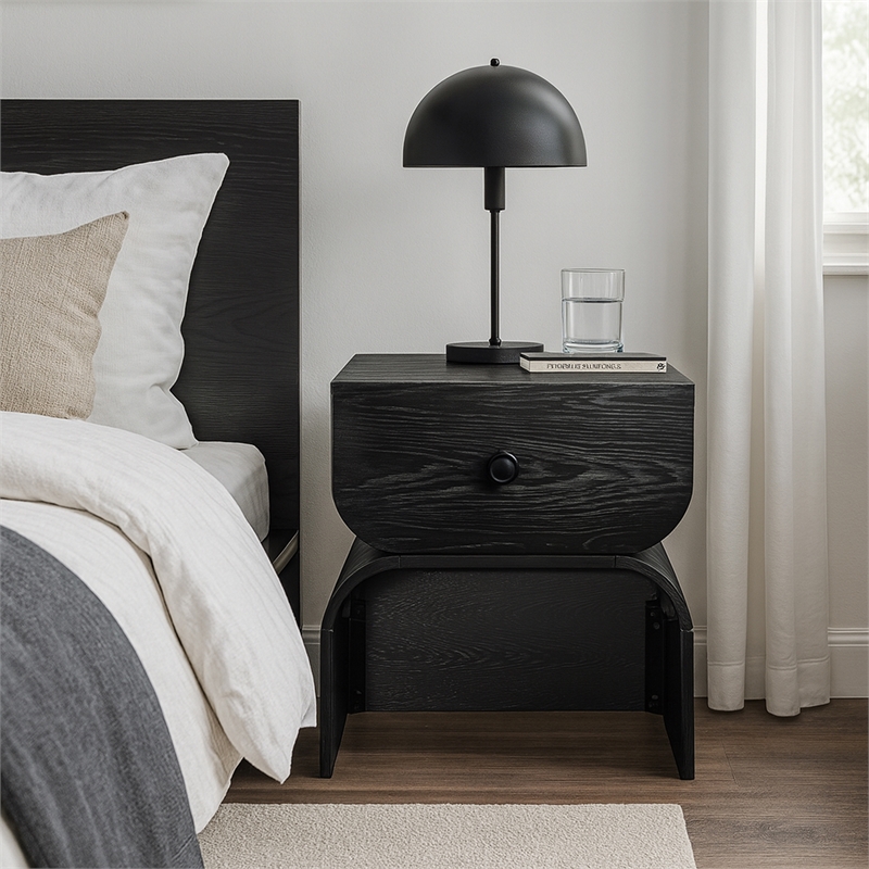 Meridian Furniture Jace Black Oak Veneer Night Stand