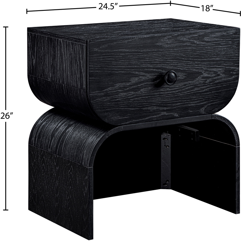 Meridian Furniture Jace Black Oak Veneer Night Stand