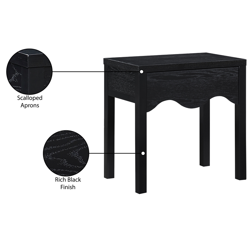 Meridian Furniture Fiora Black Oak Veneer Night Stand