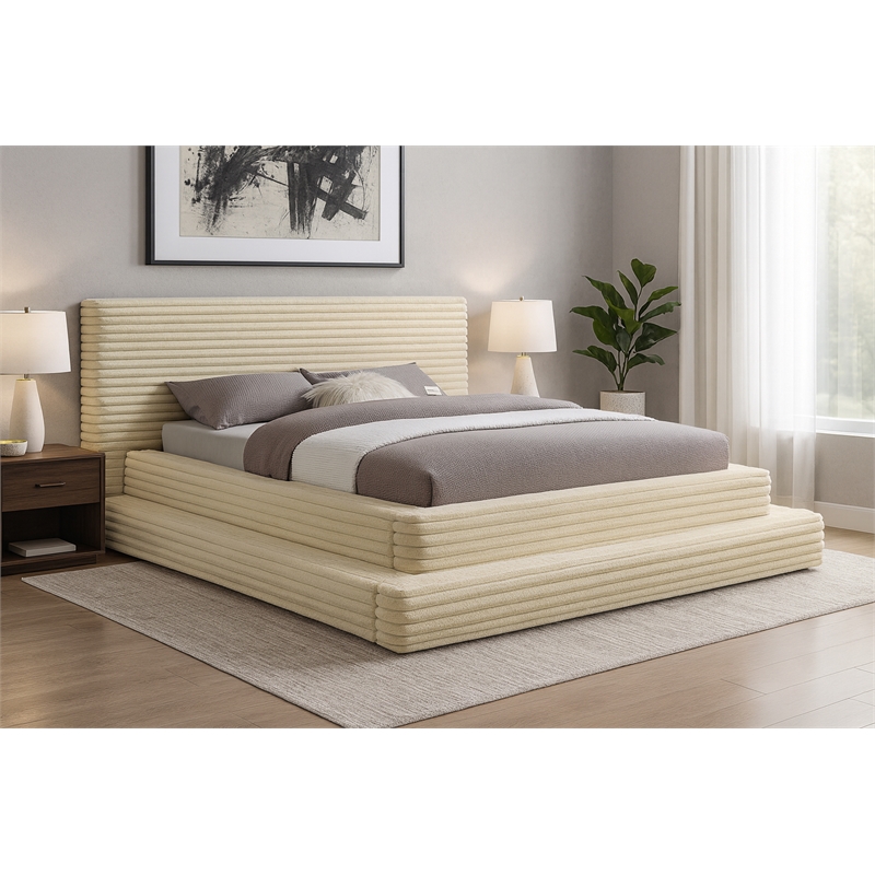 Meridian Furniture Drew Cream Corduroy Full Bed