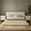 Meridian Furniture Drew Cream Corduroy Queen Bed
