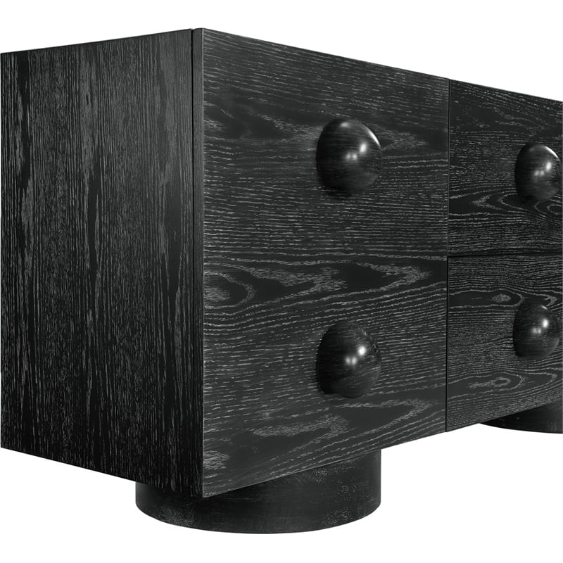 Meridian Furniture Bubble Black Wood And Oak Veneer Sideboard/Buffet