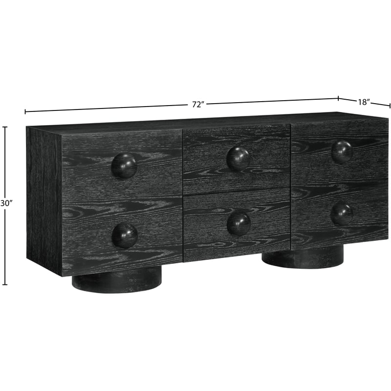 Meridian Furniture Bubble Black Wood And Oak Veneer Sideboard/Buffet