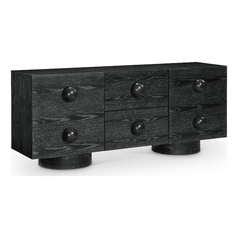 Meridian Furniture Bubble Black Wood And Oak Veneer Sideboard/Buffet
