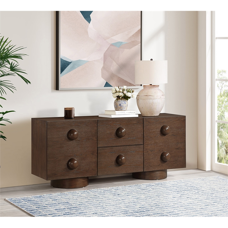 Meridian Furniture Bubble Brown Wood And Oak Veneer Sideboard/Buffet