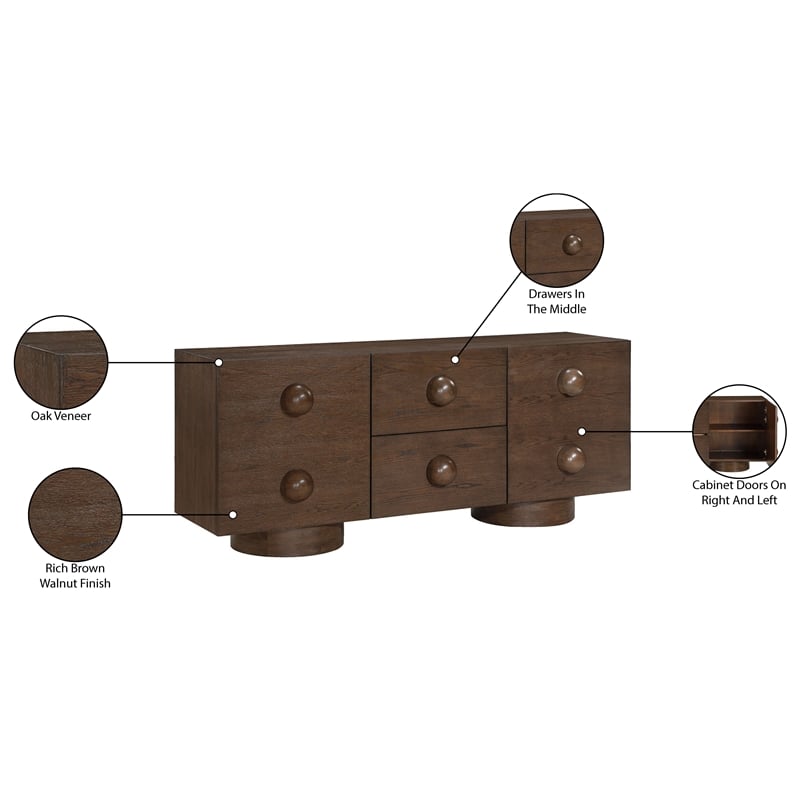 Meridian Furniture Bubble Brown Wood And Oak Veneer Sideboard/Buffet