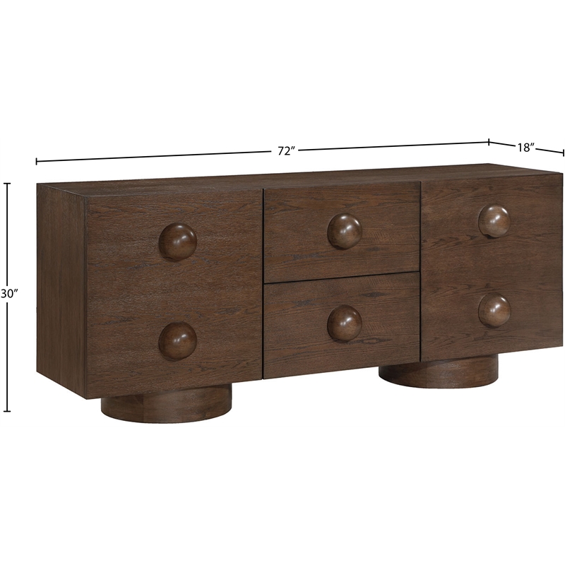 Meridian Furniture Bubble Brown Wood And Oak Veneer Sideboard/Buffet