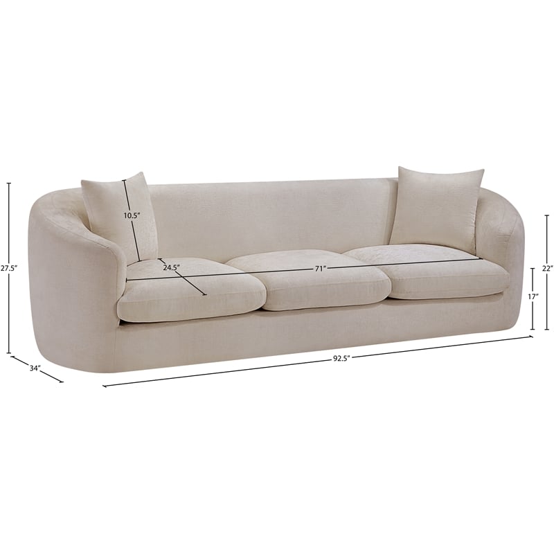 Meridian Furniture Penelope Beige Chenille Fabric Sofa