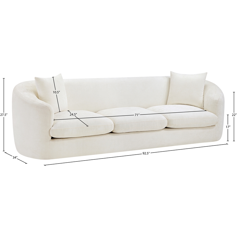 Meridian Furniture Penelope Cream Chenille Fabric Sofa