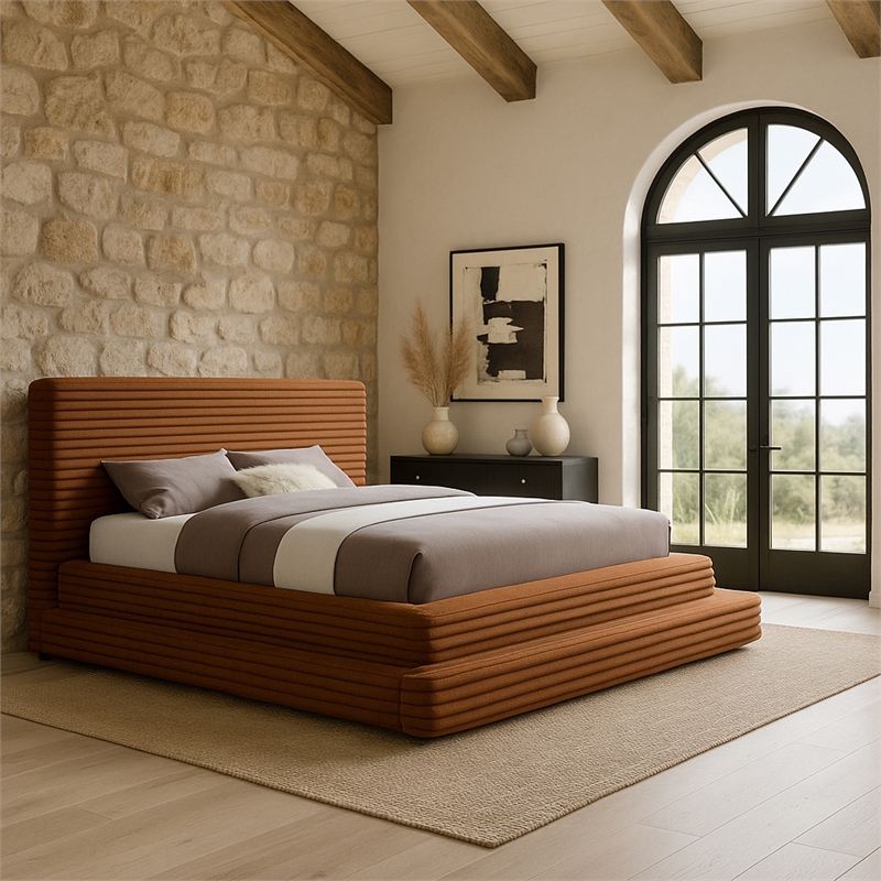 Meridian Furniture Drew Saddle Corduroy King Bed