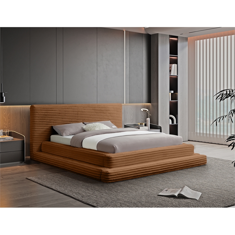 Meridian Furniture Drew Saddle Corduroy Queen Bed