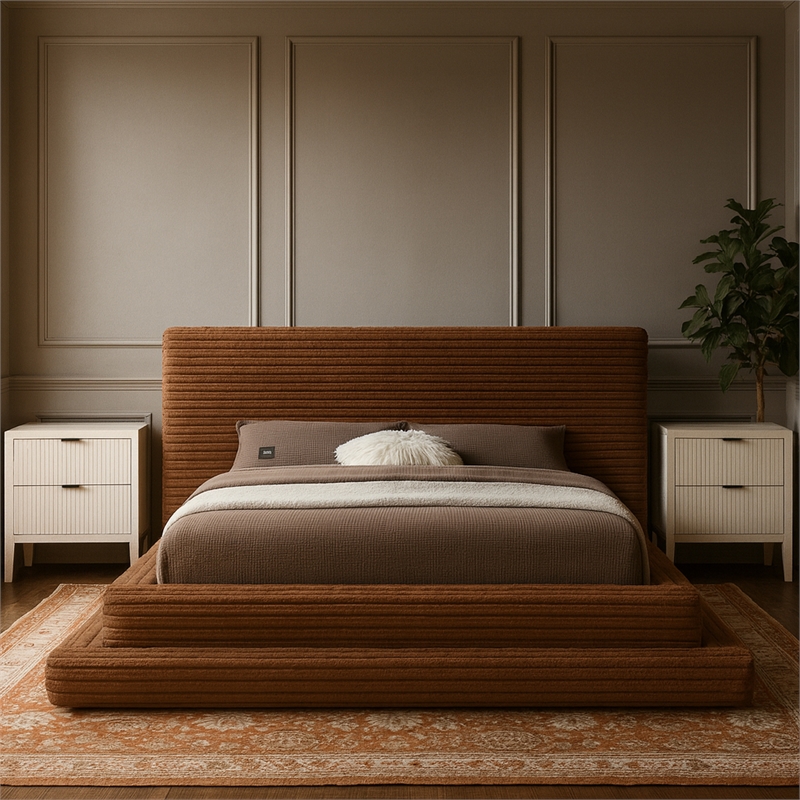 Meridian Furniture Drew Saddle Corduroy Queen Bed