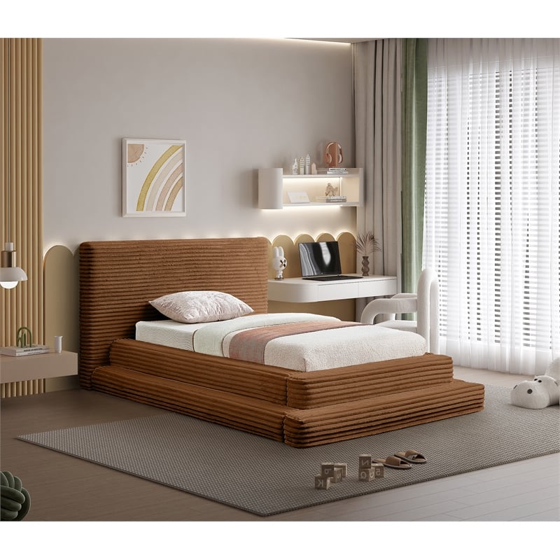 Meridian Furniture Drew Saddle Corduroy Twin Bed