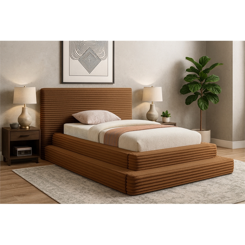 Meridian Furniture Drew Saddle Corduroy Twin Bed