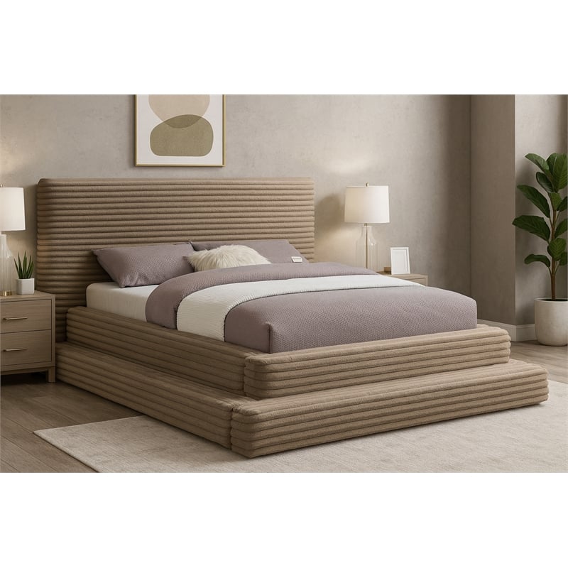 Meridian Furniture Drew Taupe Corduroy Full Bed