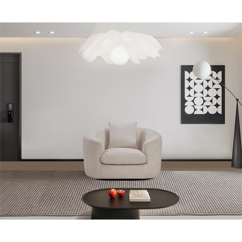 Meridian Furniture Penelope Beige Chenille Fabric Chair