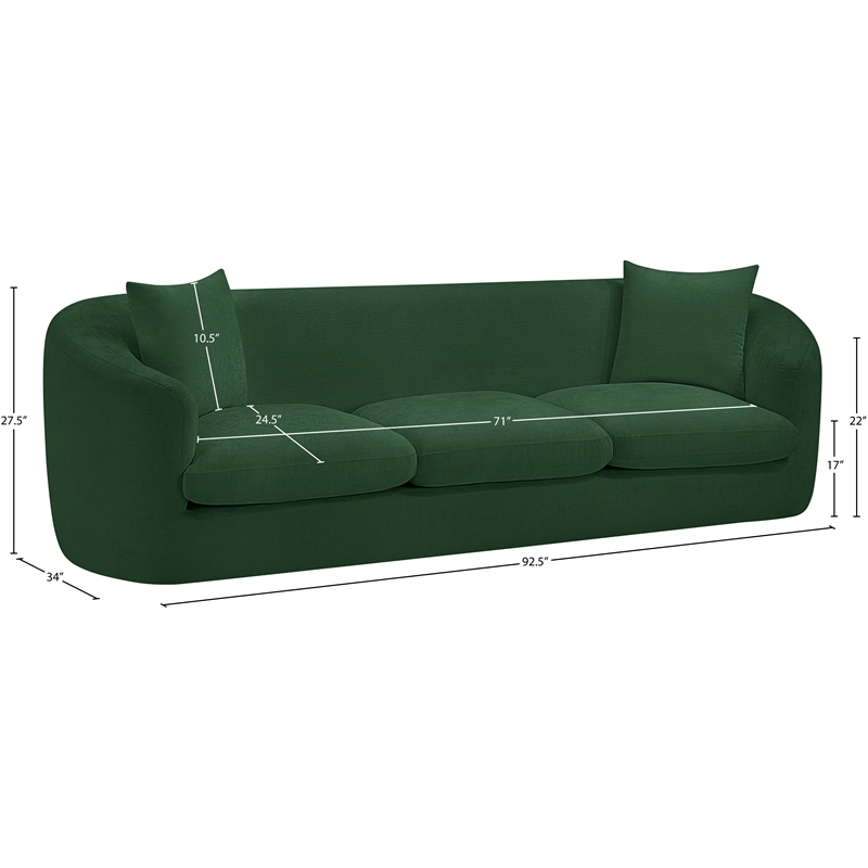 Meridian Furniture Penelope Green Chenille Fabric Sofa