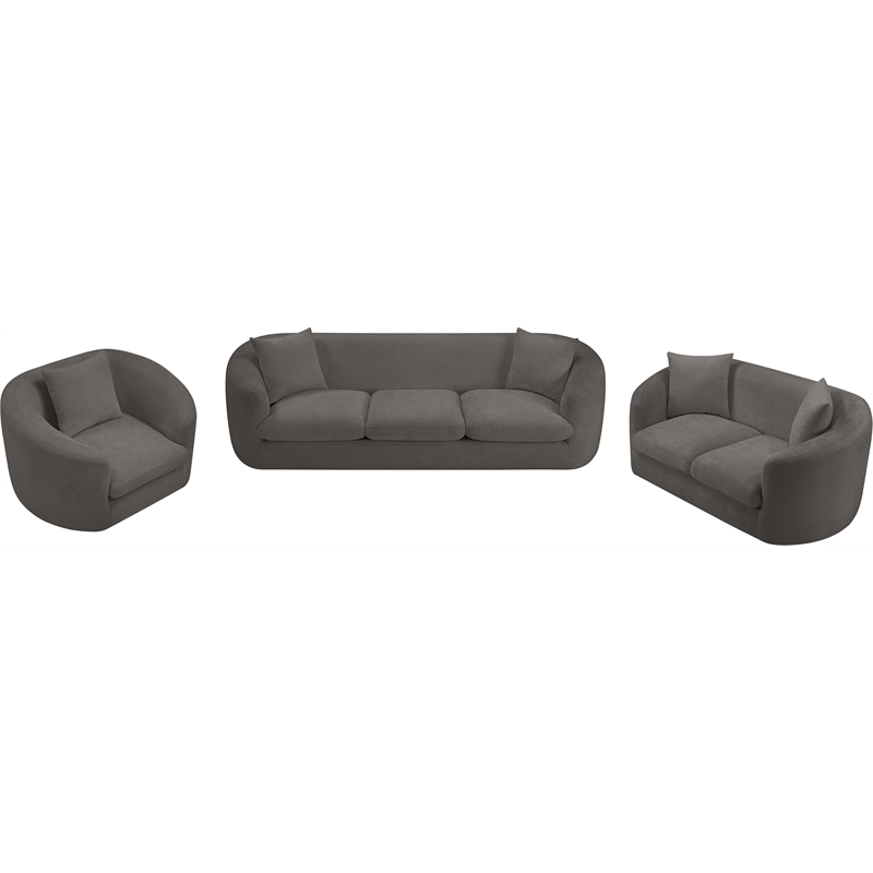 Meridian Furniture Penelope Grey Chenille Fabric Sofa