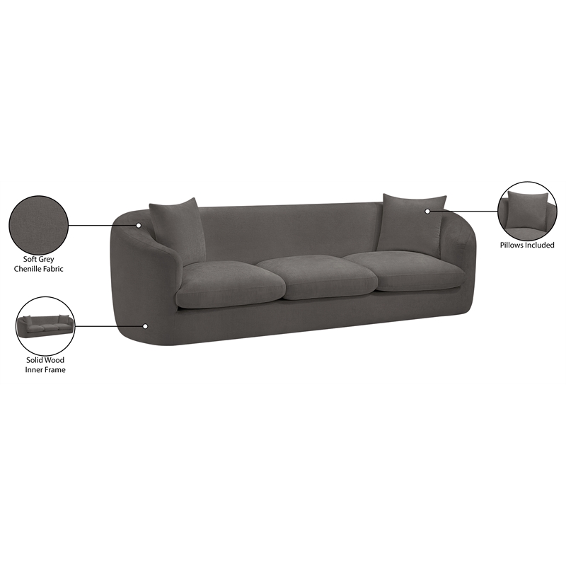 Meridian Furniture Penelope Grey Chenille Fabric Sofa