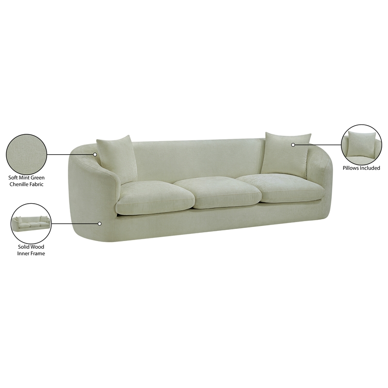 Meridian Furniture Penelope Mint Chenille Fabric Sofa