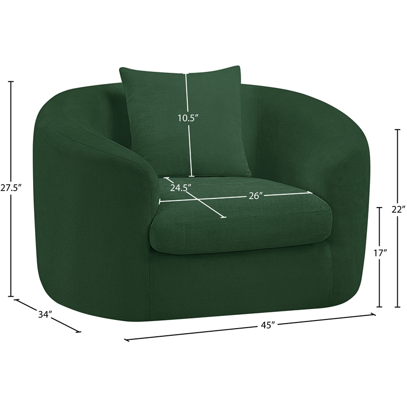 Meridian Furniture Penelope Green Chenille Fabric Chair