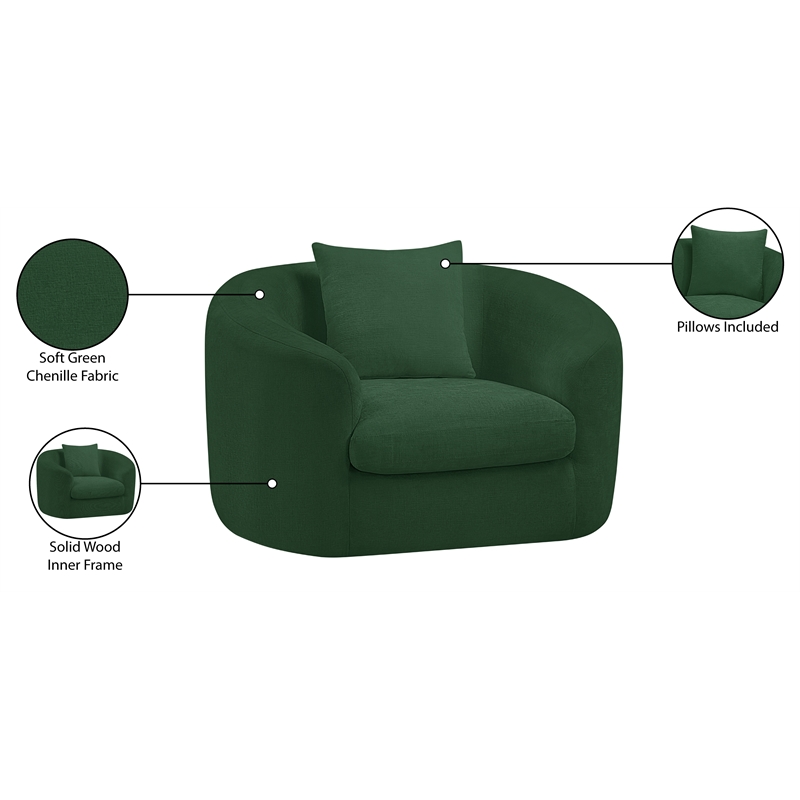 Meridian Furniture Penelope Green Chenille Fabric Chair