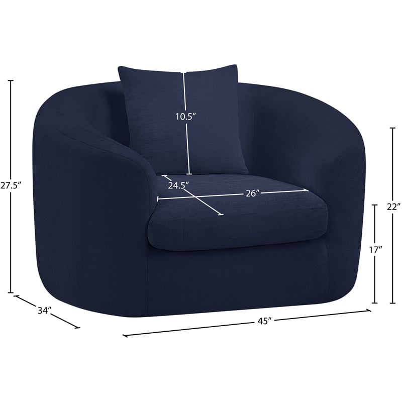 Meridian Furniture Penelope Navy Chenille Fabric Chair