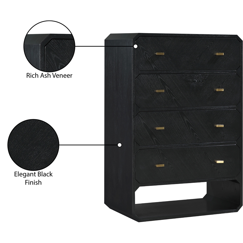 Meridian Furniture Parker Black Ash Veneer Chest