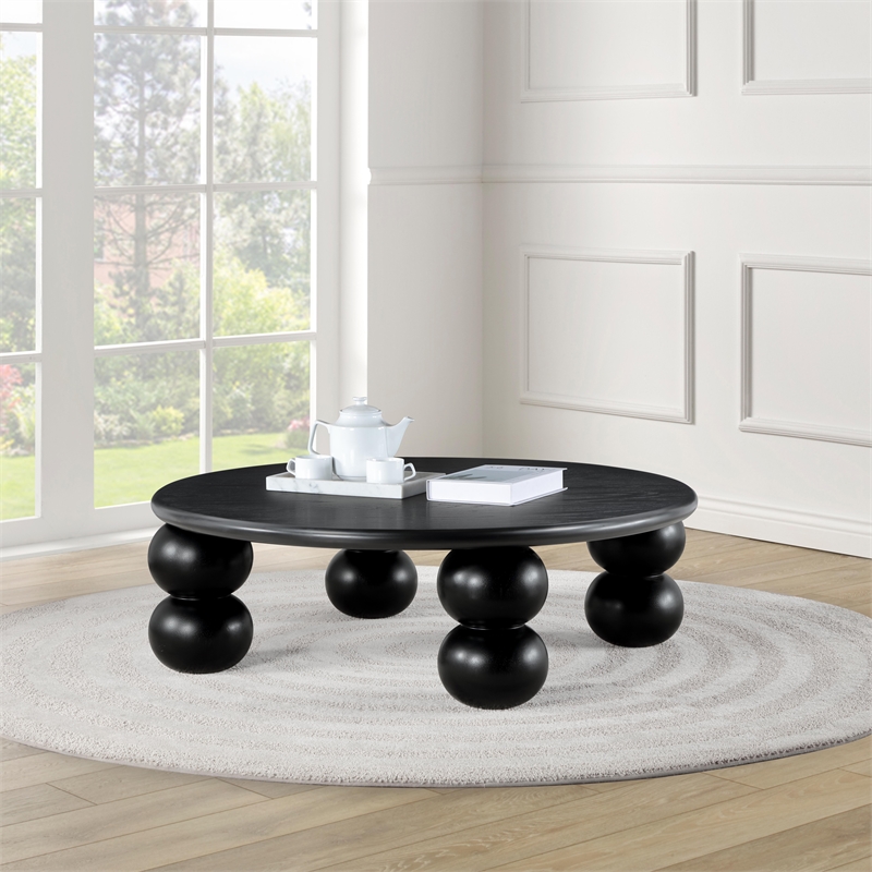 Meridian Furniture Kelvin Black Wood And Oak Veneer Coffee Table