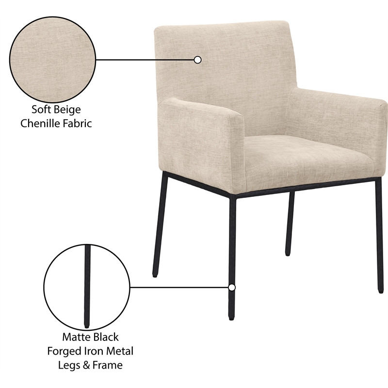 Meridian Furniture Reeves Beige Chenille Fabric Dining Chair (Set of 2)