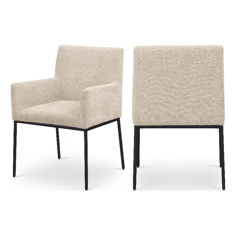 Meridian Furniture Reeves Beige Chenille Fabric Dining Chair (Set of 2)
