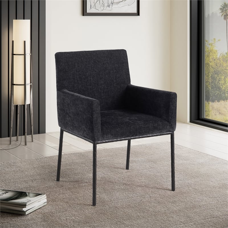 Meridian Furniture Reeves Black Chenille Fabric Dining Chair (Set of 2)