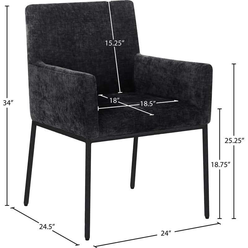 Meridian Furniture Reeves Black Chenille Fabric Dining Chair (Set of 2)