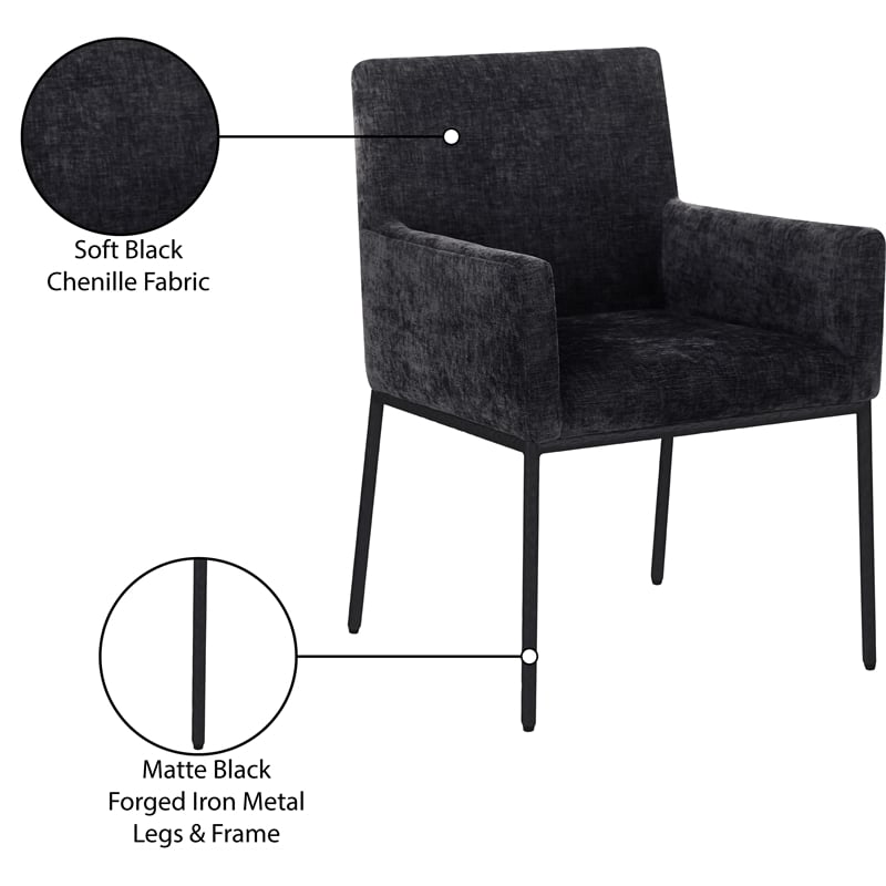 Meridian Furniture Reeves Black Chenille Fabric Dining Chair (Set of 2)