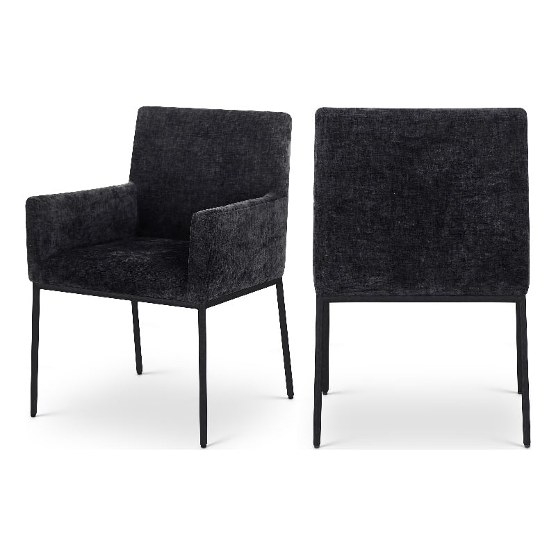 Meridian Furniture Reeves Black Chenille Fabric Dining Chair (Set of 2)