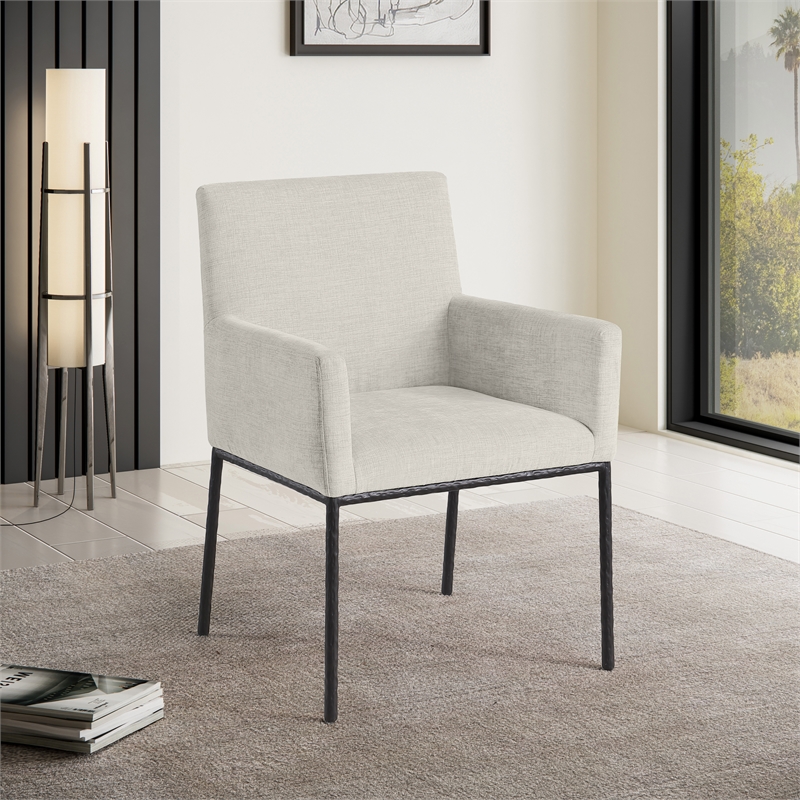 Meridian Furniture Reeves Cream Chenille Fabric Dining Chair (Set of 2)