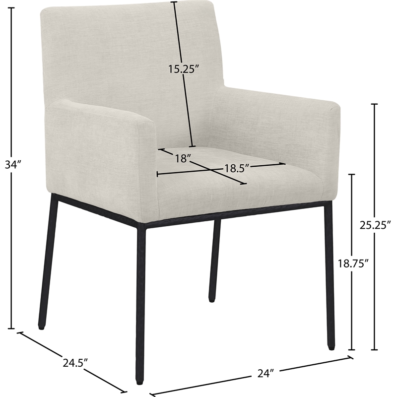 Meridian Furniture Reeves Cream Chenille Fabric Dining Chair (Set of 2)