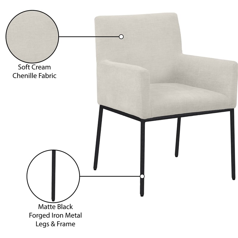Meridian Furniture Reeves Cream Chenille Fabric Dining Chair (Set of 2)