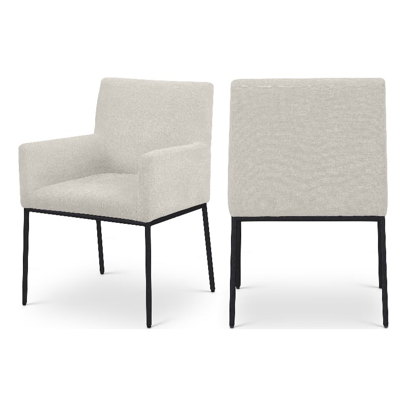 Meridian Furniture Reeves Cream Chenille Fabric Dining Chair (Set of 2)
