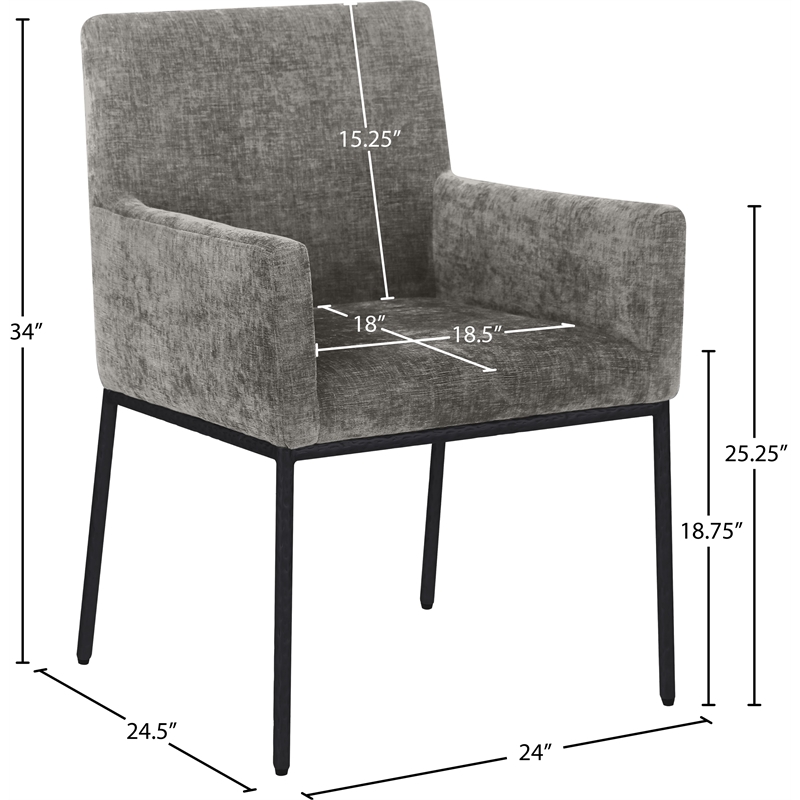 Meridian Furniture Reeves Grey Chenille Fabric Dining Chair (Set of 2)