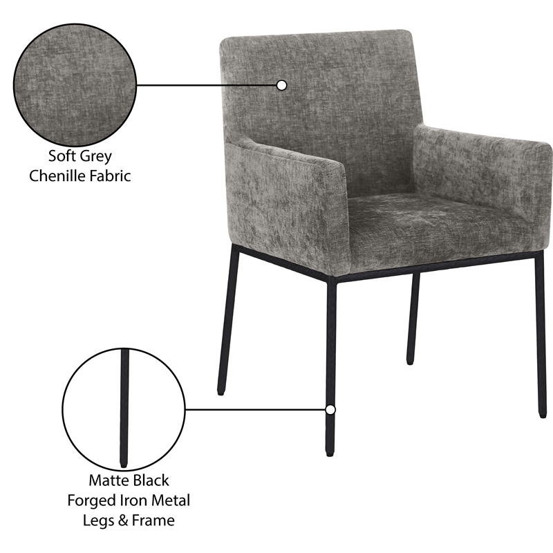 Meridian Furniture Reeves Grey Chenille Fabric Dining Chair (Set of 2)