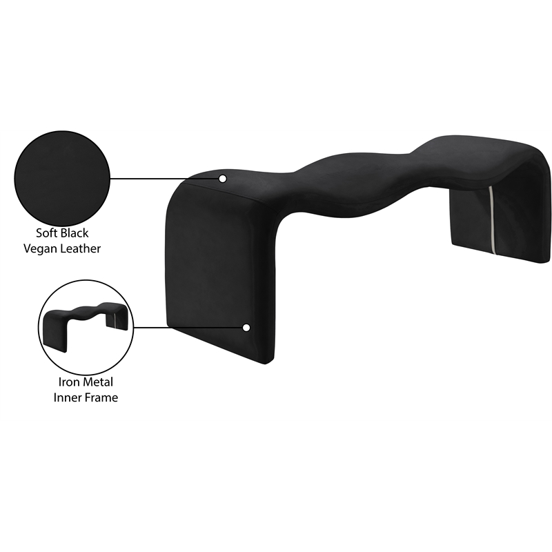 Meridian Furniture Willow Black Vegan Leather Bench