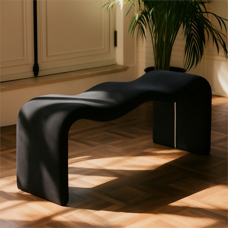 Meridian Furniture Willow Black Vegan Leather Bench