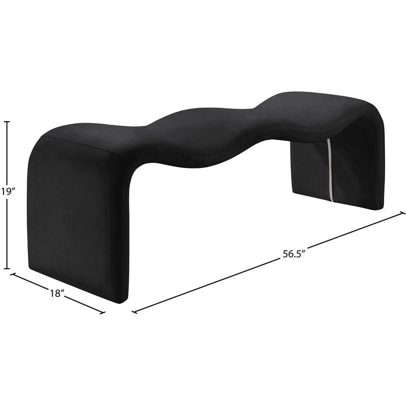 Meridian Furniture Willow Black Vegan Leather Bench