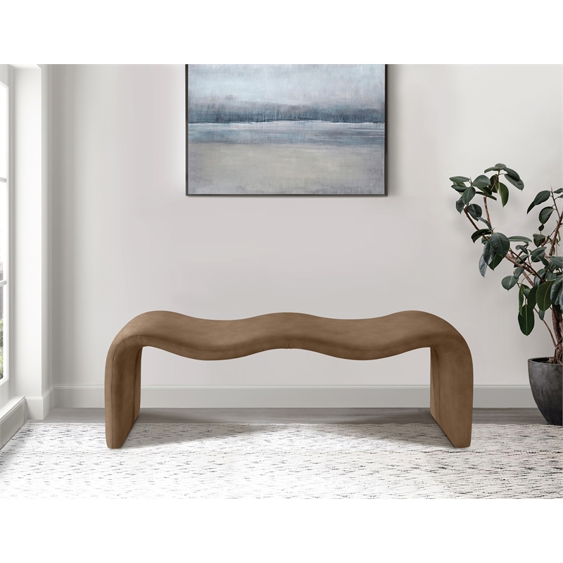 Meridian Furniture Willow Brown Vegan Leather Bench