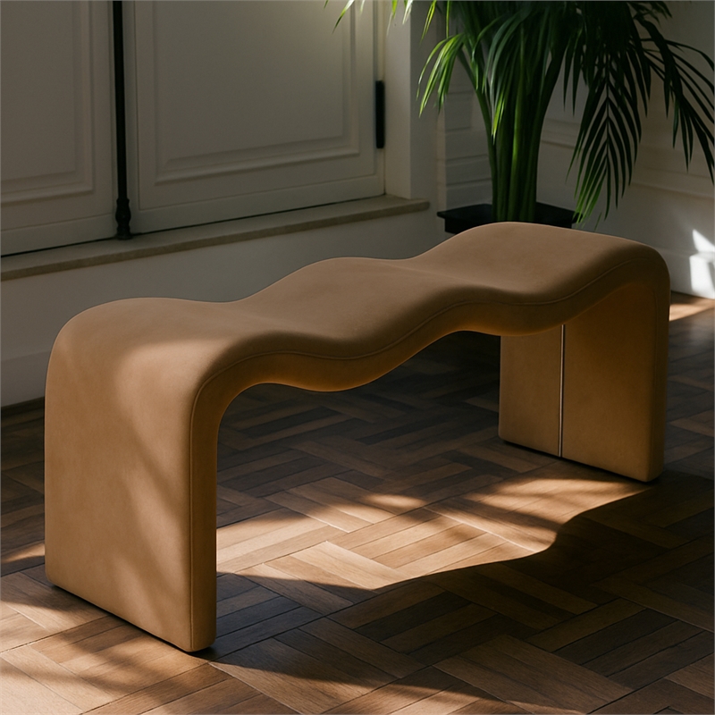 Meridian Furniture Willow Brown Vegan Leather Bench