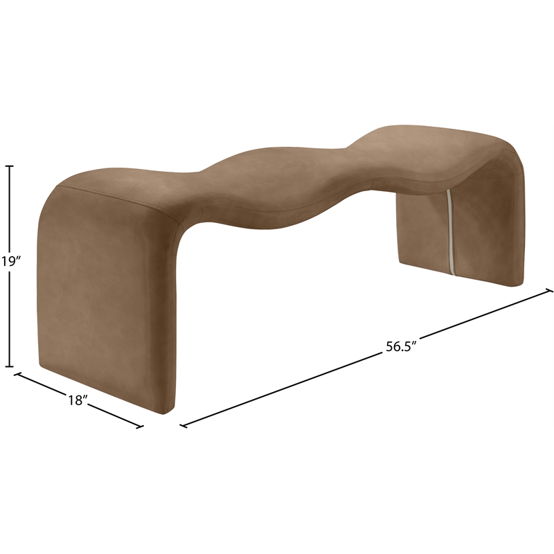 Meridian Furniture Willow Brown Vegan Leather Bench