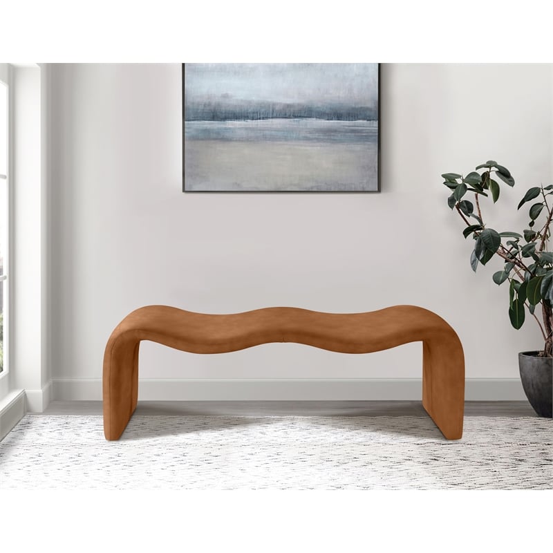 Meridian Furniture Willow Cognac Vegan Leather Bench